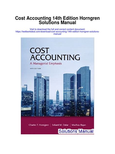 Cost accounting 14th edition solutions manual horngren Ebook Epub